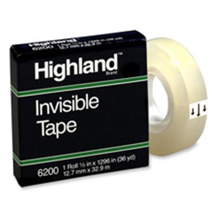 3M 3M MMM6200341000 Invisible Tape; 1 in. Core; .75 in. x 1000 in.; 6-PK; Clear MMM6200341000